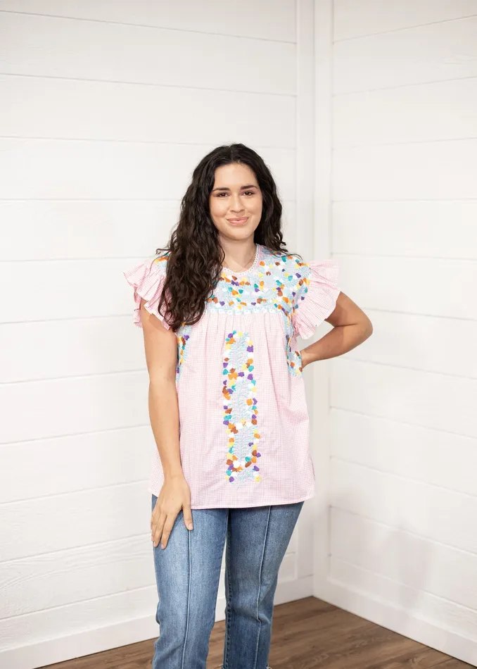 Earrings LAYERZ CLOTHING THE KINLEY TOP PINK GINGHAM
