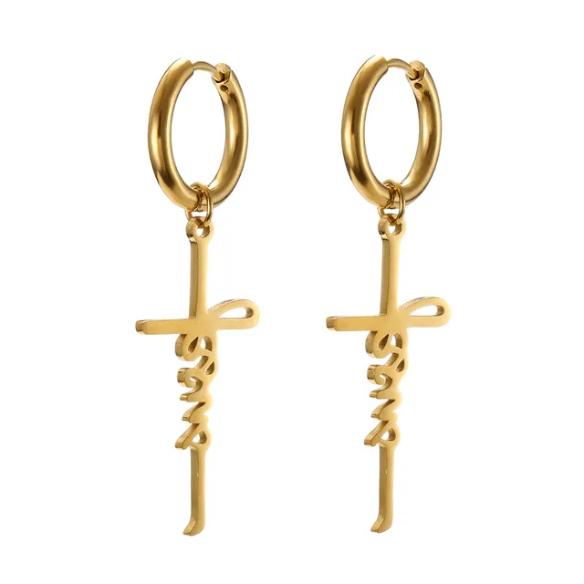 Earrings Lords Guidance Christian Faith Cross Symbol Dangle Earrings