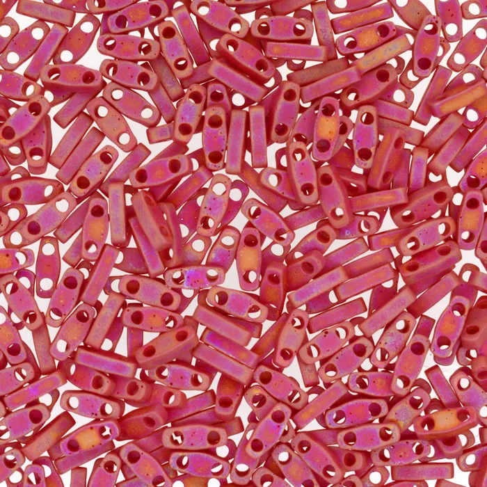 Earrings Miyuki Quarter Tila Beads 0408FR Opaque Dark Red Matted AB Peppy Beads Earrings Miyuki Quarter Tila Beads 0408FR Opaque Dark Red Matted AB Peppy Beads