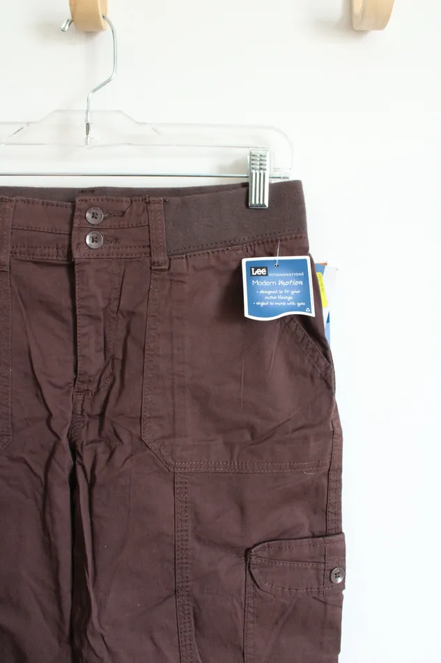 Earrings NEW Lee Modern Motion Easy Fit Brown Capri Pants 6 Lee