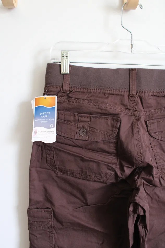 Earrings NEW Lee Modern Motion Easy Fit Brown Capri Pants 6 Lee