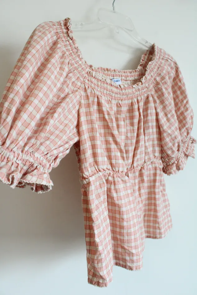 Earrings Old Navy Old Navy Pink Plaid Puff Sleeve Top S