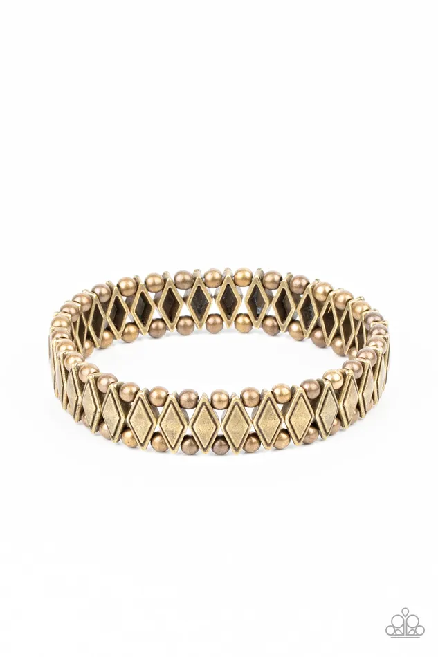 Earrings Paparazzi Accessories Abstract Advisory Brass