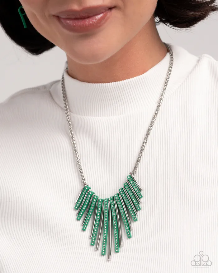 Earrings Paparazzi Accessories Fashionable Fringe Green