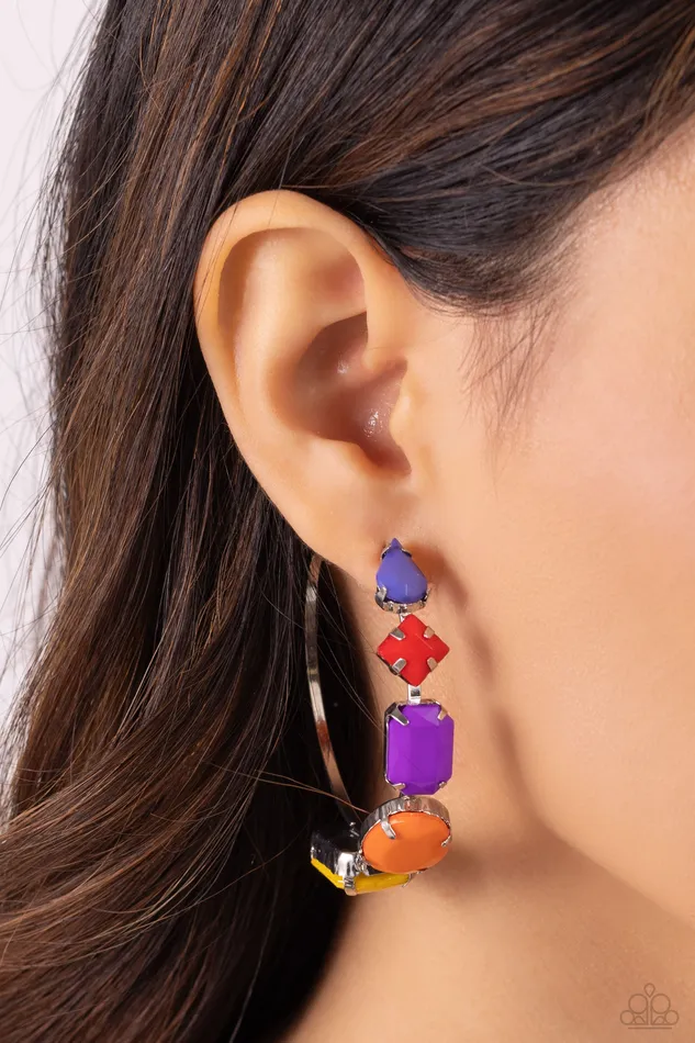 Earrings Paparazzi Accessories Geometric Gamer Multi