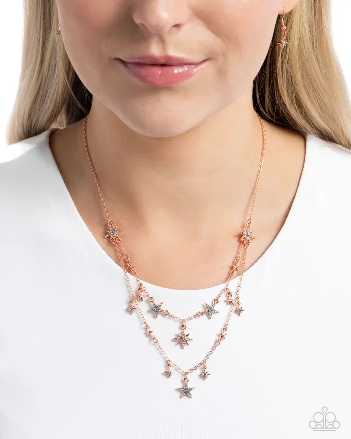 Earrings Paparazzi Accessories Raising the STAR Copper