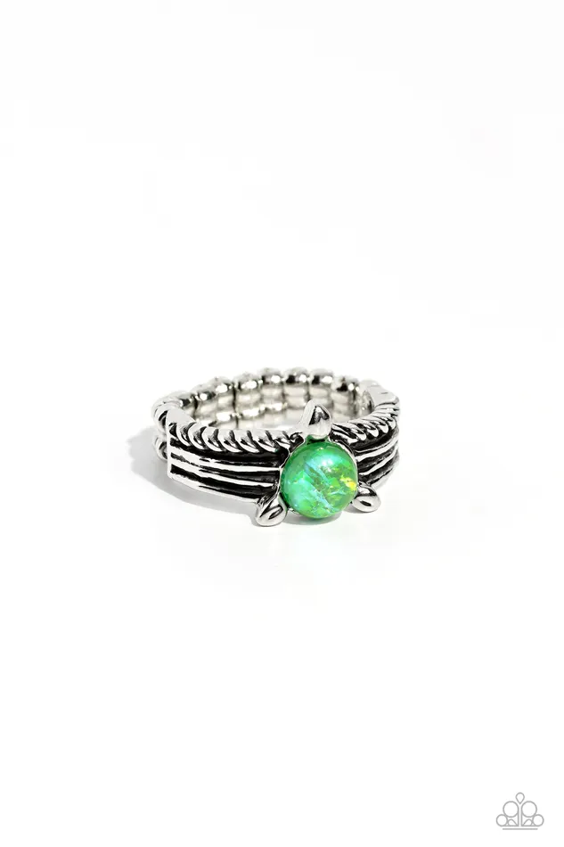Earrings Paparazzi Accessories Sinuous Spotlight Green