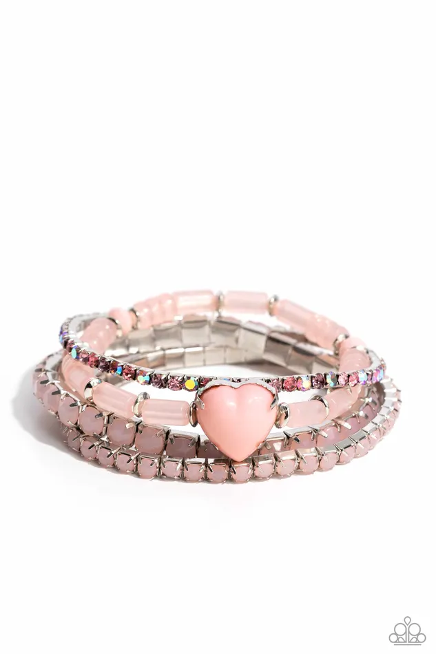 Earrings Paparazzi Accessories True Loves Theme Pink