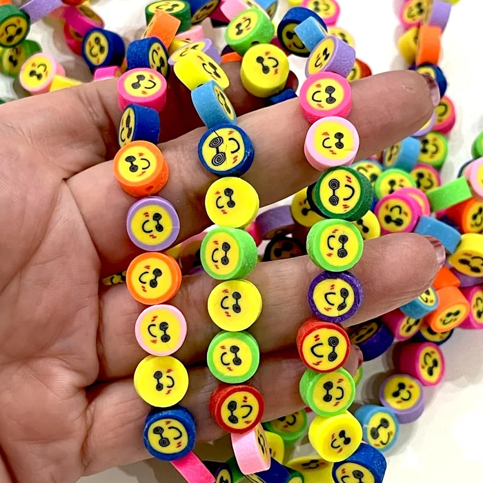 Earrings Peppy Beads 10mm Polymer Clay Emoji Charms10 Beads in a Pack