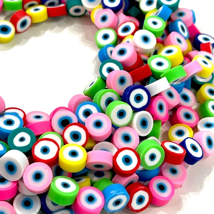 Earrings Peppy Beads 10mm Polymer Clay Flat Round Beads10 Beads in a Pack