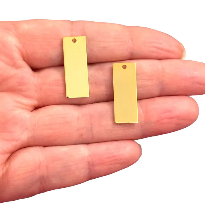 Earrings Peppy Beads 24Kt Gold Plated 24x9mm Rectangle Tag Charms Gold Rectangle Tag Charms 2 pcs in a pack Earrings Peppy Beads 24Kt Gold Plated 24x9mm Rectangle Tag Charms Gold Rectangle Tag Charms 2 pcs in a pack