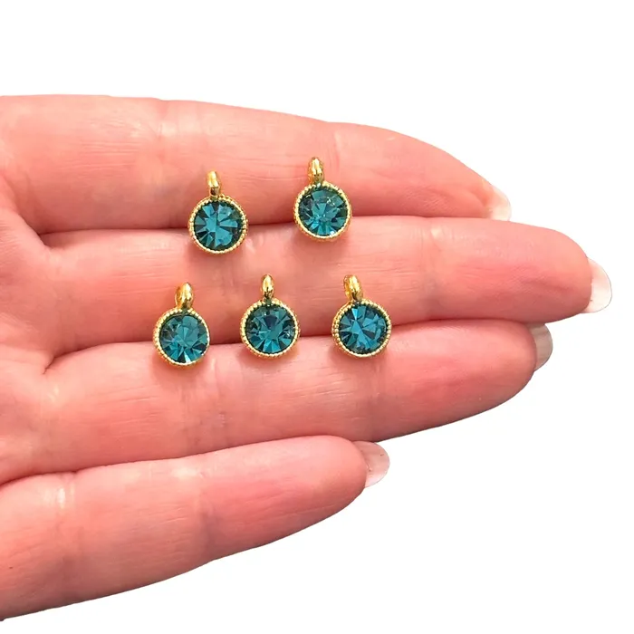 Earrings Peppy Beads 24Kt Gold Plated Blue Zircon Swarovski Charms 5 pcs in a pack Earrings Peppy Beads 24Kt Gold Plated Blue Zircon Swarovski Charms 5 pcs in a pack