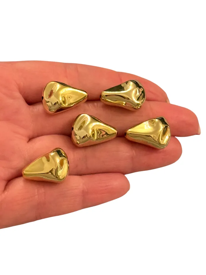 Earrings Peppy Beads 24Kt Gold Plated Large Spacer Charms Spacer Charms with 2mm Horizontal Hole 5 pcs in a pack Earrings Peppy Beads 24Kt Gold Plated Large Spacer Charms Spacer Charms with 2mm Horizontal Hole 5 pcs in a pack