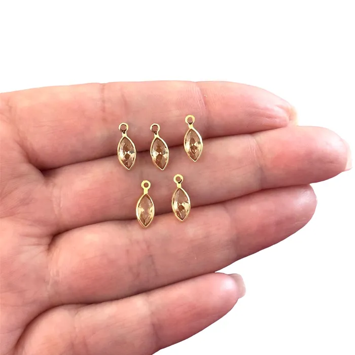 Earrings Peppy Beads 24Kt Gold Plated Rose Cubic Zirconia Drop Charms 5 pcs in a pack Earrings Peppy Beads 24Kt Gold Plated Rose Cubic Zirconia Drop Charms 5 pcs in a pack