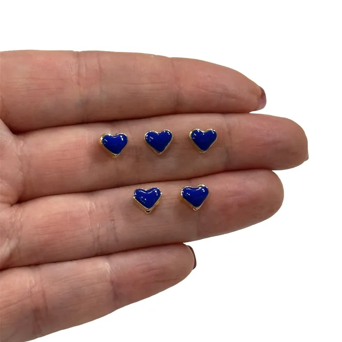 Earrings Peppy Beads 24Kt Shiny Gold Plated Navy Enamelled Heart Spacer Charms 5 pcs in a pack Earrings Peppy Beads 24Kt Shiny Gold Plated Navy Enamelled Heart Spacer Charms 5 pcs in a pack