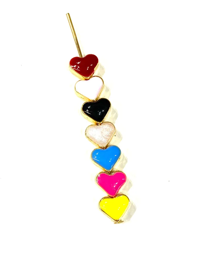 Earrings Peppy Beads 24Kt Shiny Gold Plated Navy Enamelled Heart Spacer Charms 5 pcs in a pack