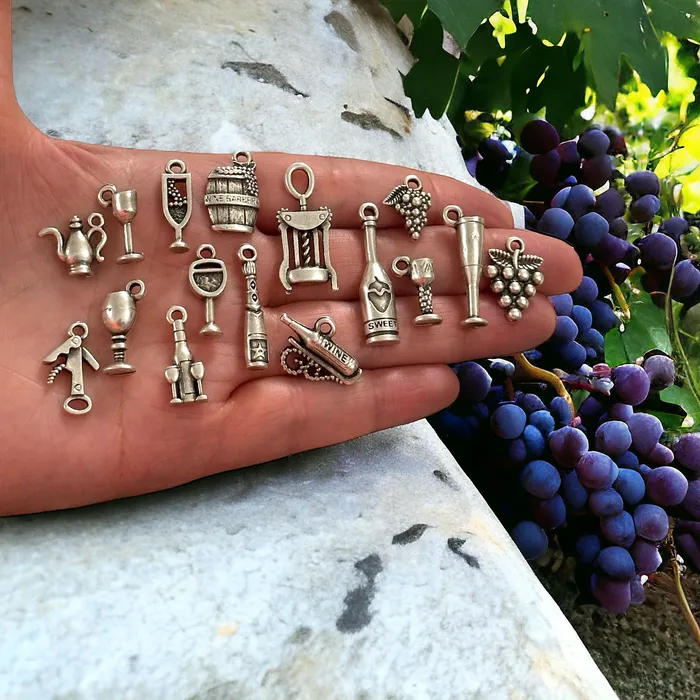 Earrings Peppy Beads Antique Silver Plated Wine Lover Charms Collection 16 Charms in a pack Earrings Peppy Beads Antique Silver Plated Wine Lover Charms Collection 16 Charms in a pack