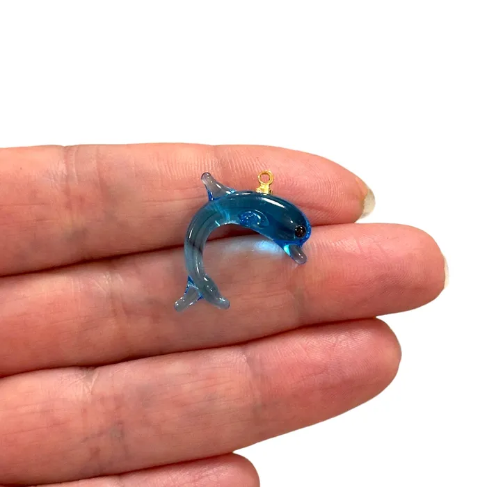 Earrings Peppy Beads Hand Made Murano Glass Dolphin Charm With 24Kt Gold Plated Pin Earrings Peppy Beads Hand Made Murano Glass Dolphin Charm With 24Kt Gold Plated Pin