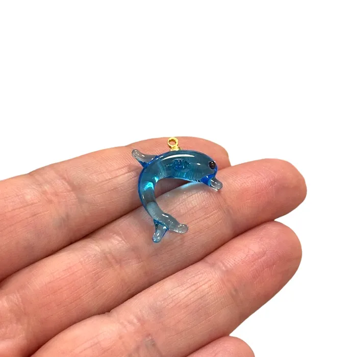 Earrings Peppy Beads Hand Made Murano Glass Dolphin Charm With 24Kt Gold Plated Pin Earrings Peppy Beads Hand Made Murano Glass Dolphin Charm With 24Kt Gold Plated Pin