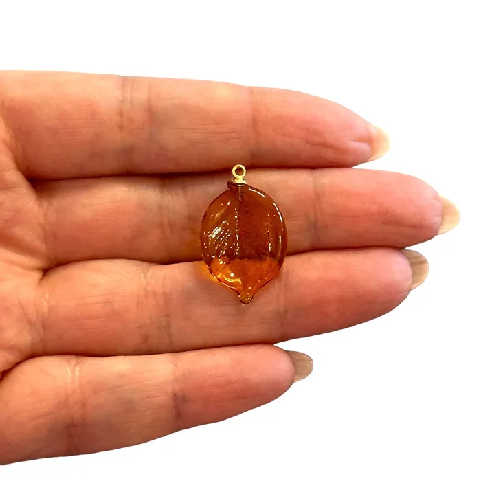 Earrings Peppy Beads Hand Made Murano Glass Leaf Charm With 24Kt Gold Plated Pin Earrings Peppy Beads Hand Made Murano Glass Leaf Charm With 24Kt Gold Plated Pin