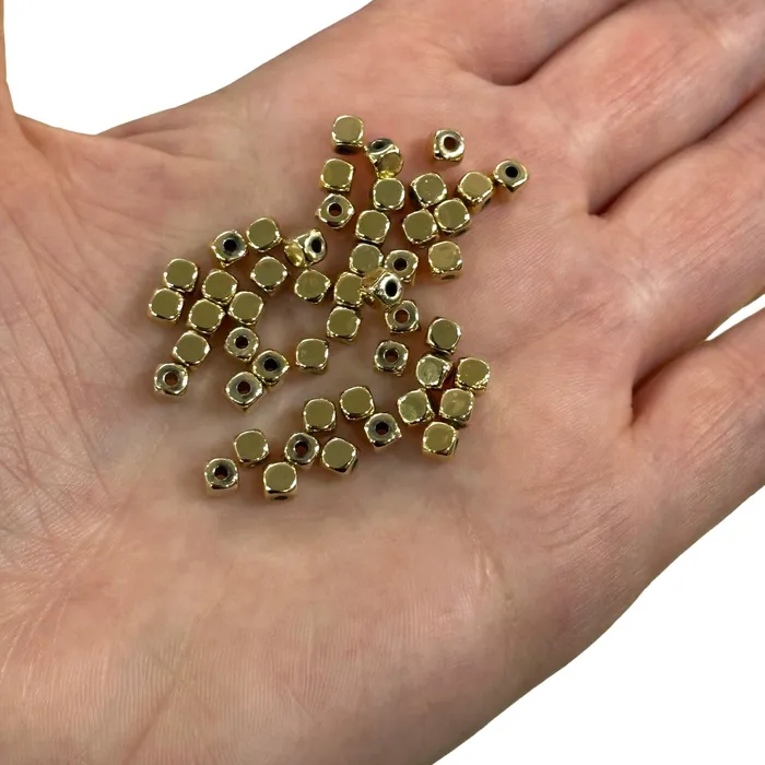 Earrings Peppy Beads NEW 24Kt Shiny Gold Plated 35mm Spacer Cubes 50 pieces in a pack Earrings Peppy Beads NEW 24Kt Shiny Gold Plated 35mm Spacer Cubes 50 pieces in a pack