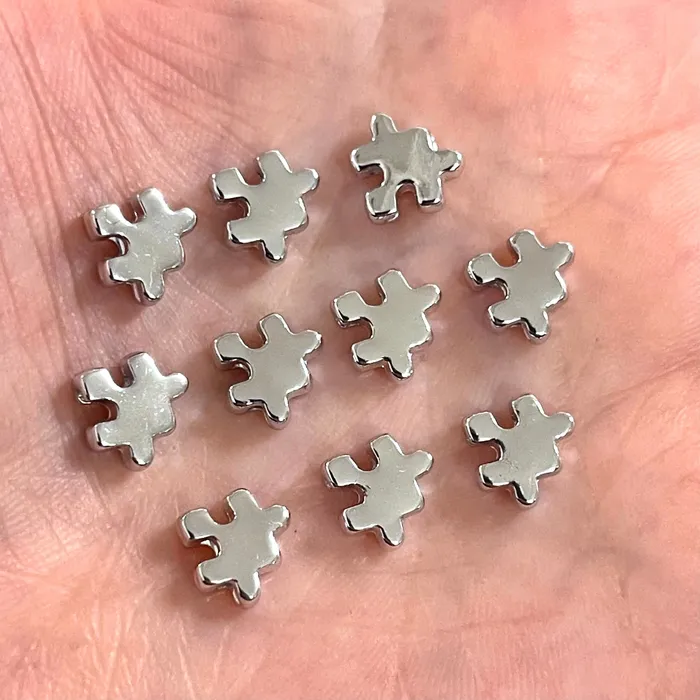 Earrings Peppy Beads Rhodium Plated Puzzle Piece Spacer Charms 10 Pcs in a Pack Earrings Peppy Beads Rhodium Plated Puzzle Piece Spacer Charms 10 Pcs in a Pack