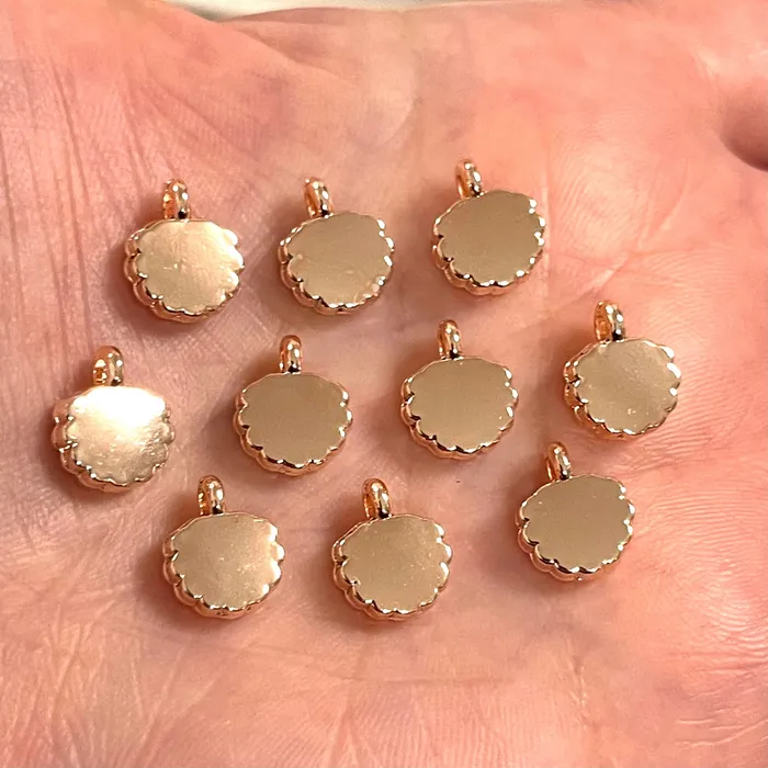 Earrings Peppy Beads Rose Gold Plated Oyster Charms 10 pcs in a pack