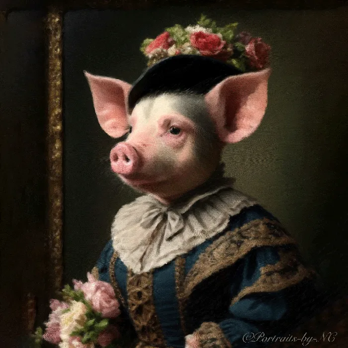 Earrings Piggy in Victorian Elegance Canvas Print ZAZZLE