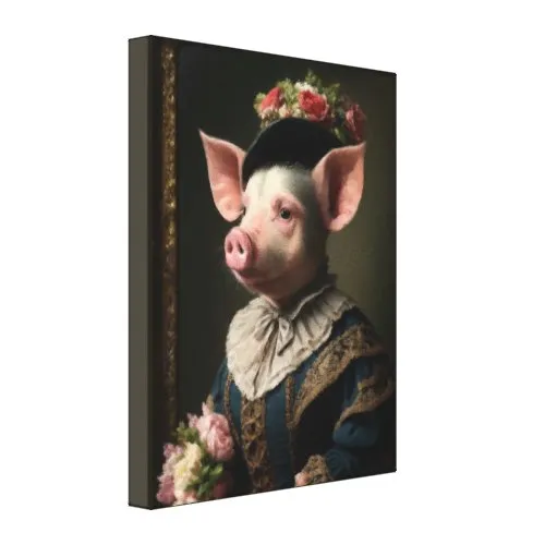 Earrings Piggy in Victorian Elegance Canvas Print ZAZZLE