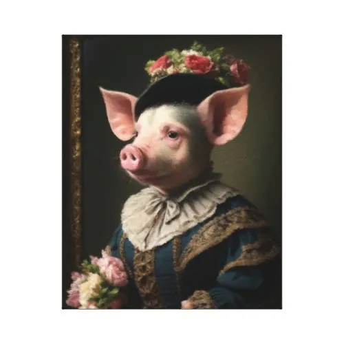 Earrings Piggy in Victorian Elegance Canvas Print ZAZZLE