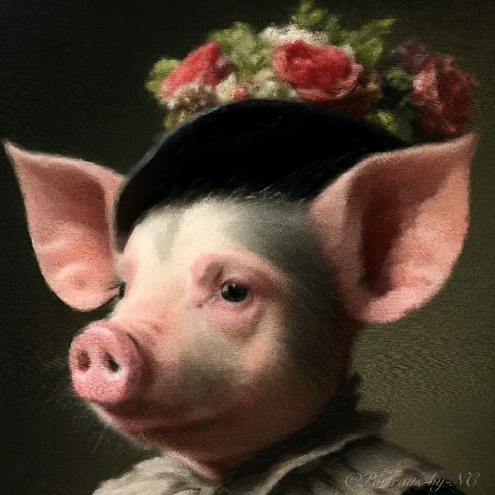 Earrings Piggy in Victorian Elegance Canvas Print ZAZZLE