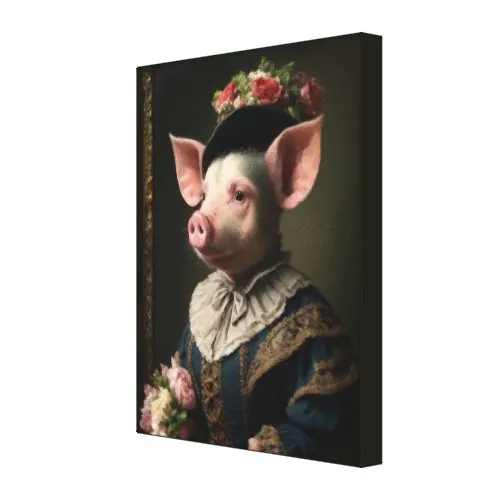 Earrings Piggy in Victorian Elegance Canvas Print ZAZZLE