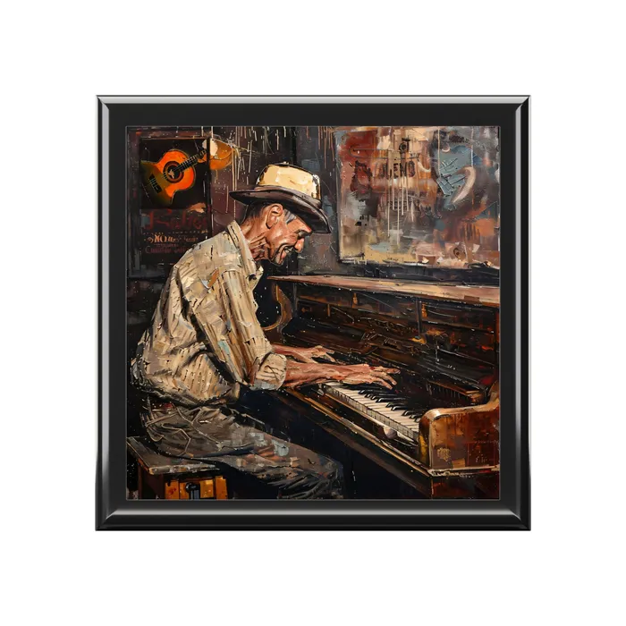 Earrings Portraits by NC Jewelry Box Keepsake Box Honky Tonk Piano Player