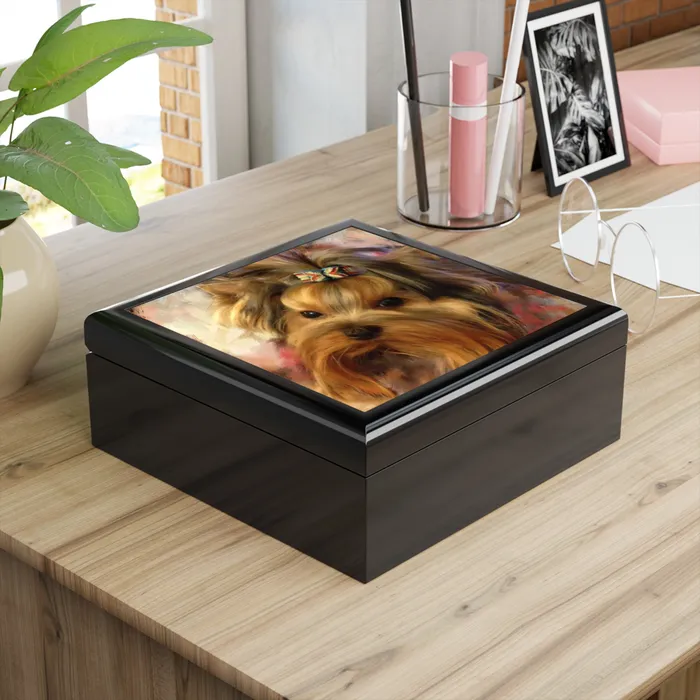 Earrings Portraits by NC Jewelry Keepsake Box Yorkie Lacquered Box