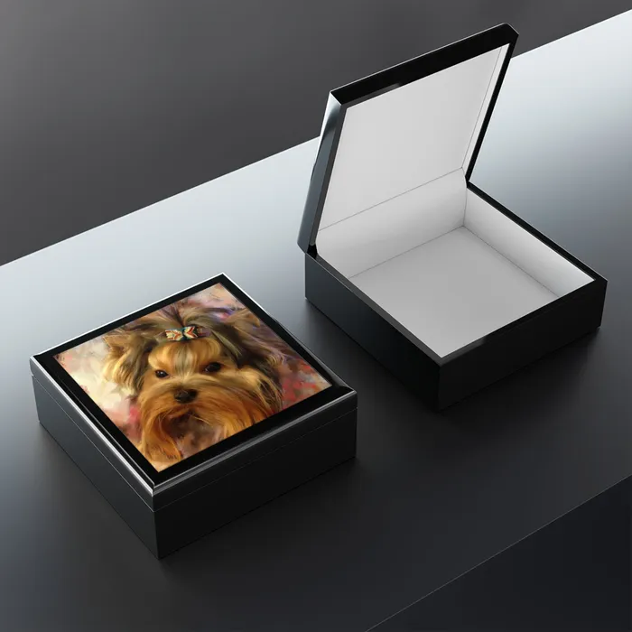 Earrings Portraits by NC Jewelry Keepsake Box Yorkie Lacquered Box