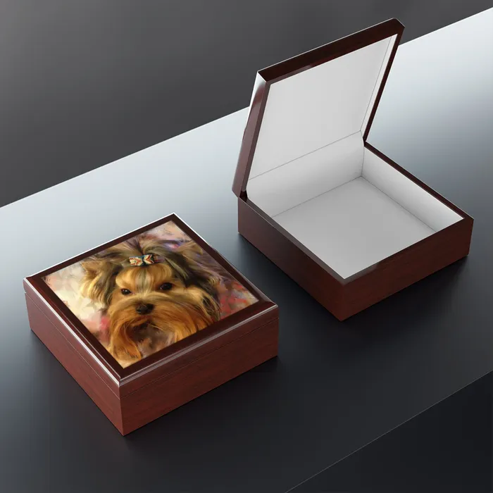 Earrings Portraits by NC Jewelry Keepsake Box Yorkie Lacquered Box