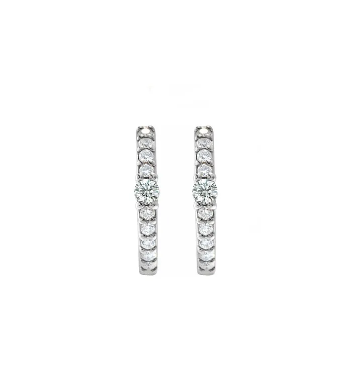 Earrings RACHEL LYNN CHICAGO Everyday Accented Diamond 13mm Hoops