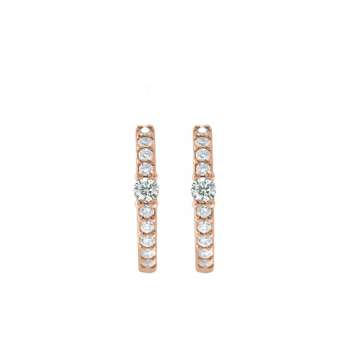 Earrings RACHEL LYNN CHICAGO Everyday Accented Diamond 13mm Hoops