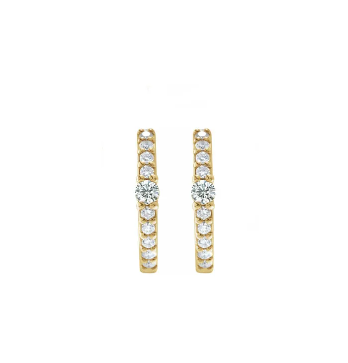 Earrings RACHEL LYNN CHICAGO Everyday Accented Diamond 13mm Hoops