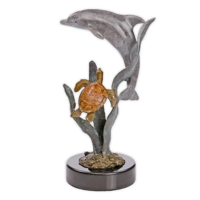 Earrings SANPACIFICINTL Paradise Dolphin Turtle Brass Sculpture