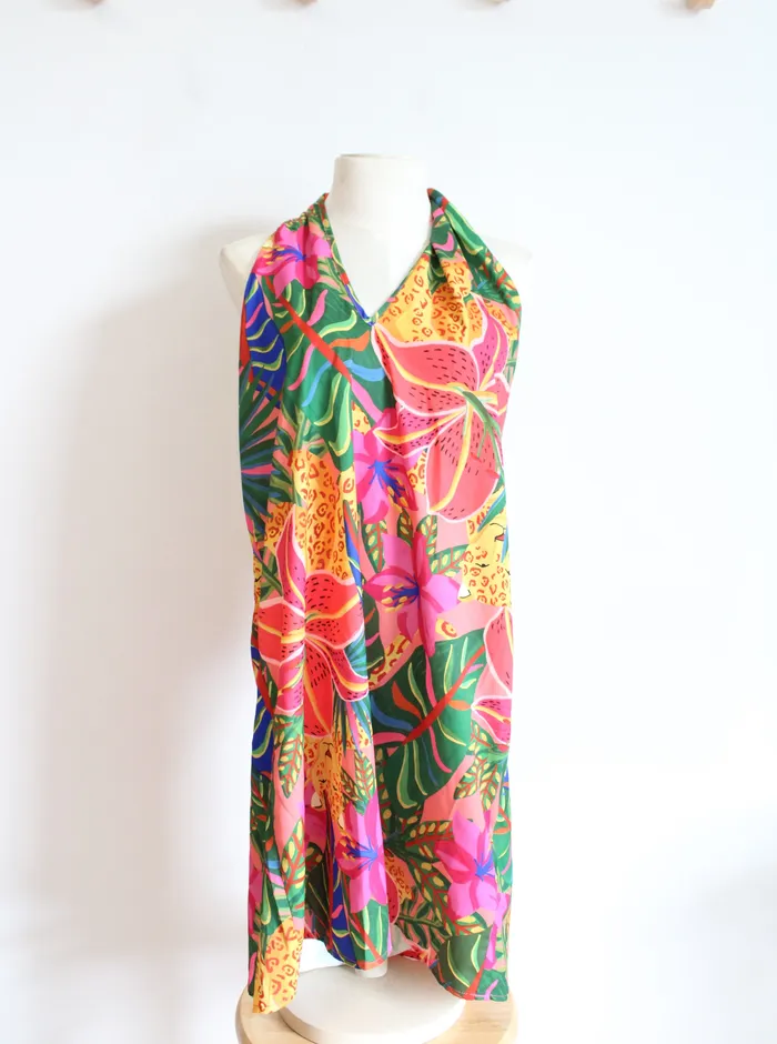 Earrings Shein NEW Shein Bright MultiColored Tropical Halter Neck Dress M