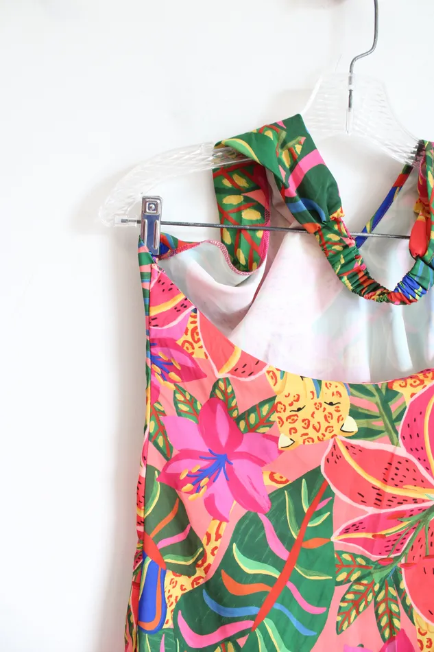 Earrings Shein NEW Shein Bright MultiColored Tropical Halter Neck Dress M