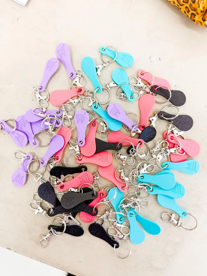 Earrings Shopping Cart Quarter Saver Keychain Hotline Hair Ties Earrings Shopping Cart Quarter Saver Keychain Hotline Hair Ties
