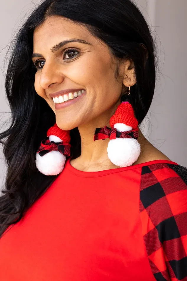 Earrings SOUTHERN GRACE WHOLESALE ITS A CHILLY DAY WHITE POM POM SNOWMAN EARRINGS