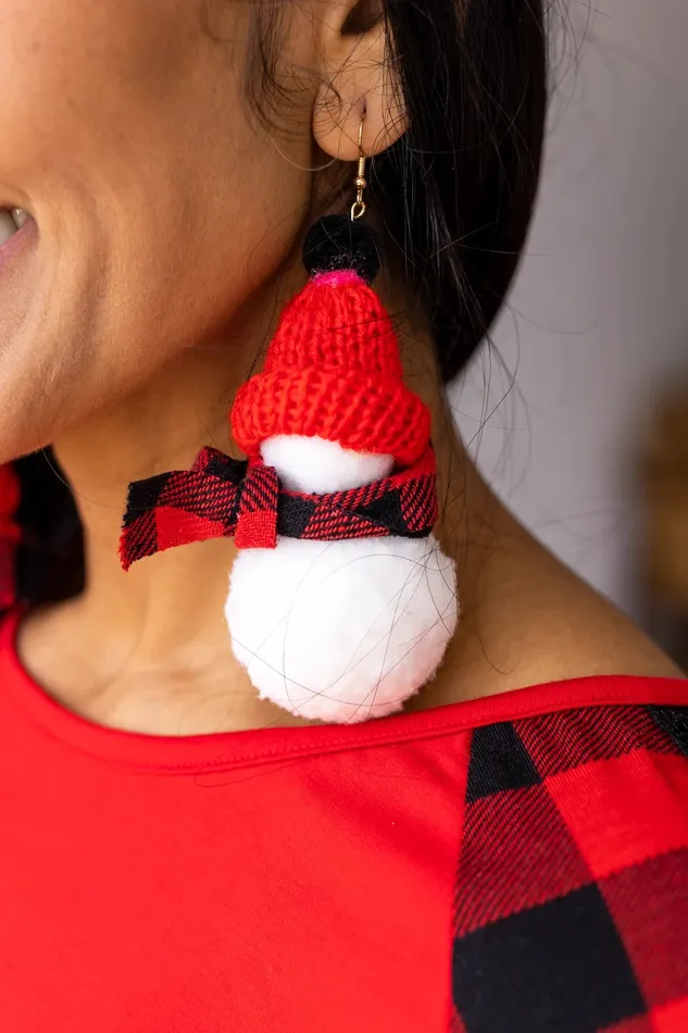 Earrings SOUTHERN GRACE WHOLESALE ITS A CHILLY DAY WHITE POM POM SNOWMAN EARRINGS