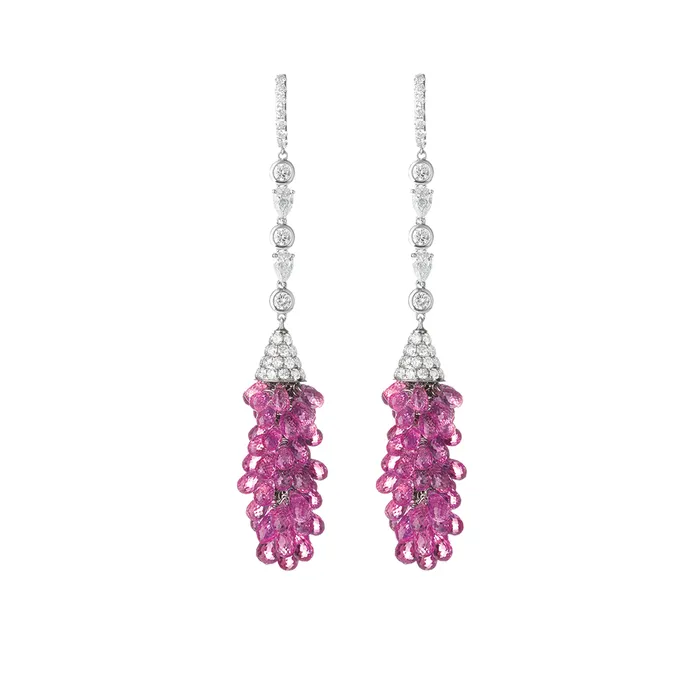 Earrings Stephen Silver 5552 Carat Pink Sapphire and Diamond Earrings