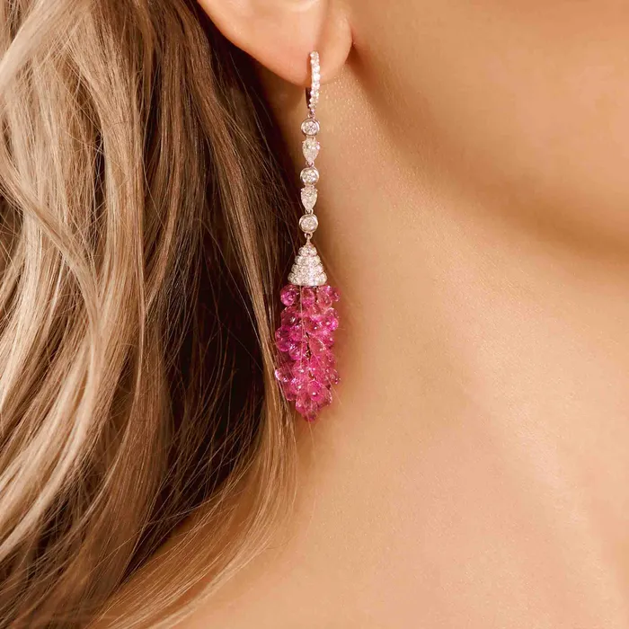 Earrings Stephen Silver 5552 Carat Pink Sapphire and Diamond Earrings