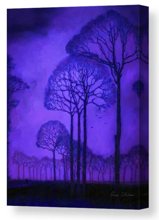 Earrings Stretched Canvas Print Twilight Walk in the Park Landscape Print Portraits by NC