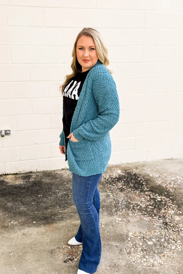 Earrings Zenana Gina Popcorn Cardigan Dusty Teal
