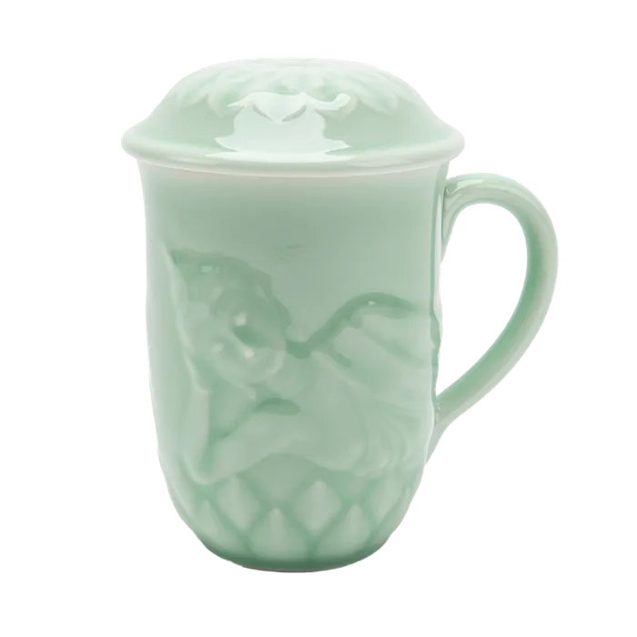Eastern Elm Tea Mug with Lid Reclining Buddha Necklaces